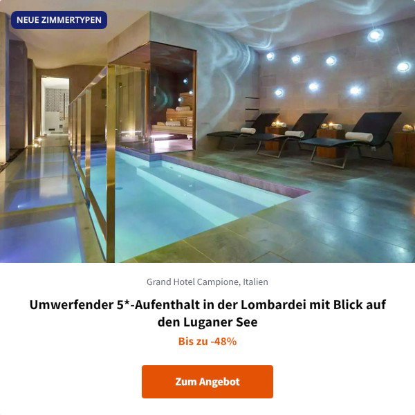 Umwerfender 5*-Aufenthalt in der Lombardei mit Blick auf den Luganer See