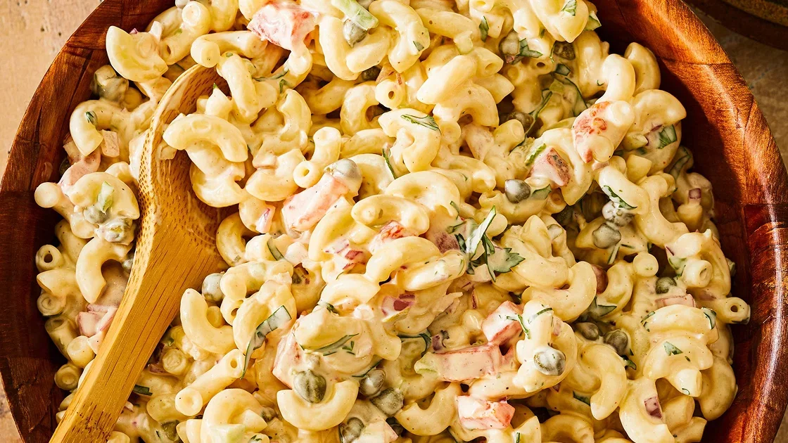 Macaroni Salad with Roasted Red Peppers and Capers