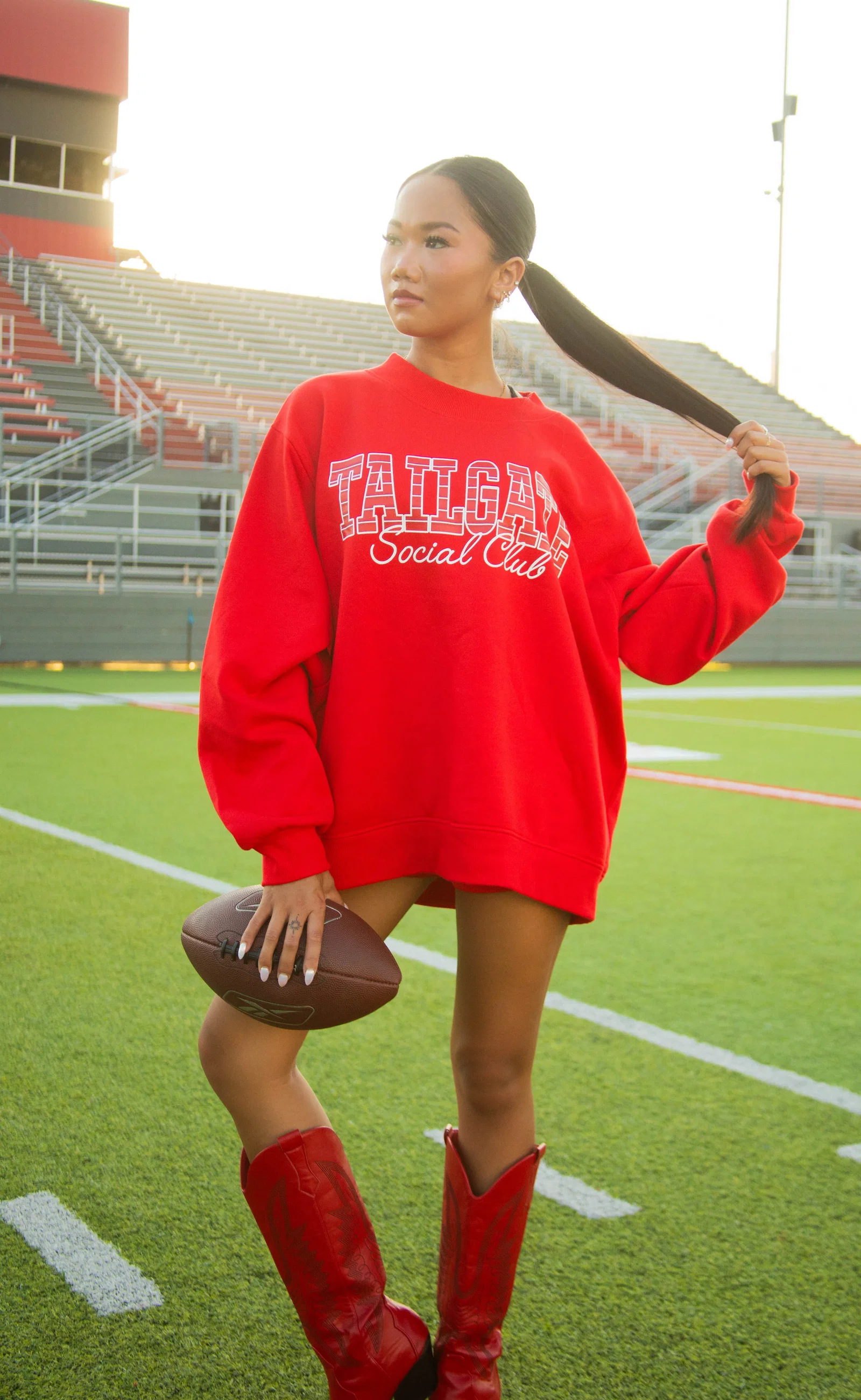 Image of friday + saturday: tailgate social club mock neck - red