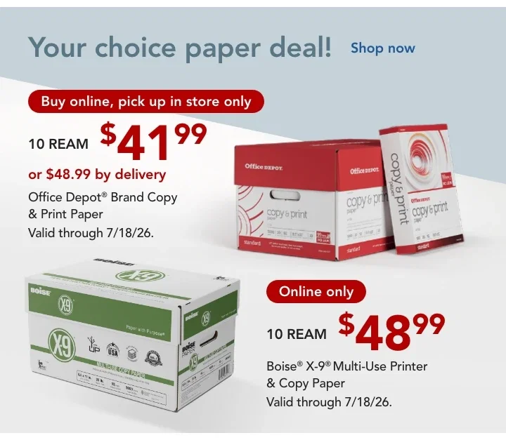 in store and online paper deals