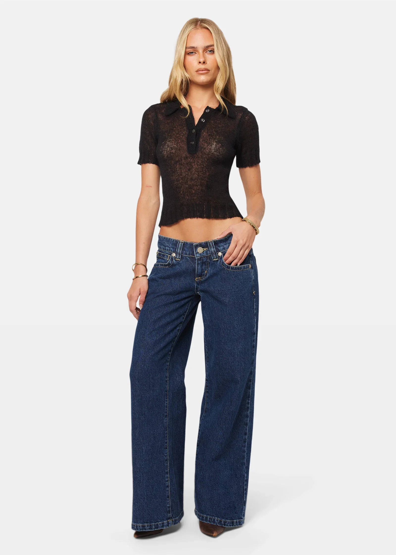 Image of 00 Super Low Wide Denim Jeans