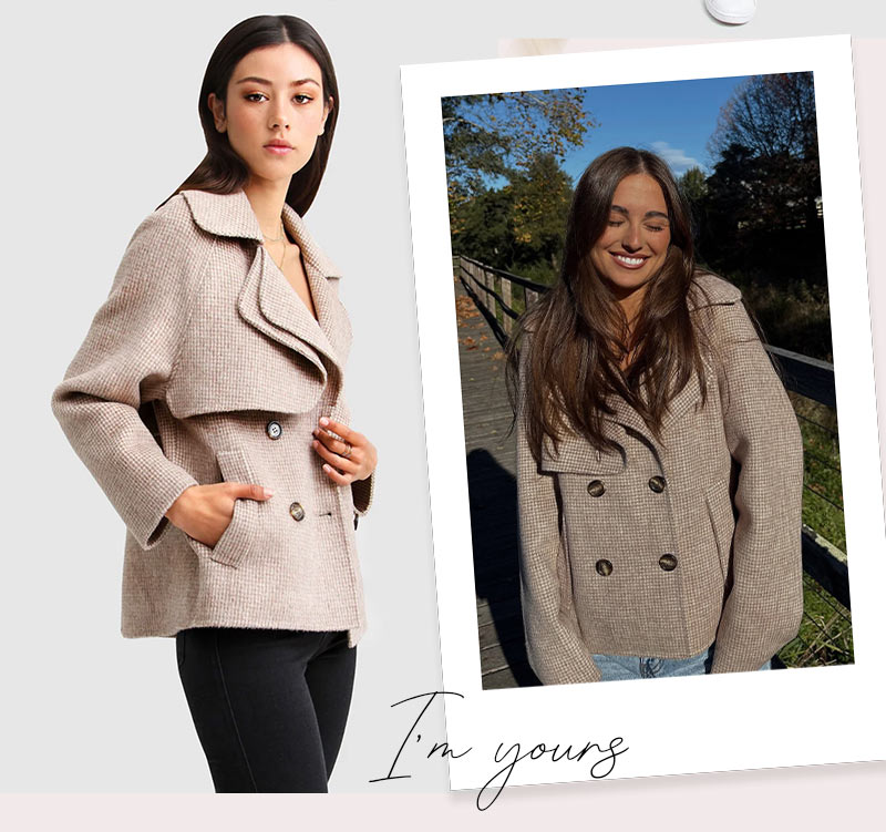 I'm Yours Wool Blend Peacoat - Beige