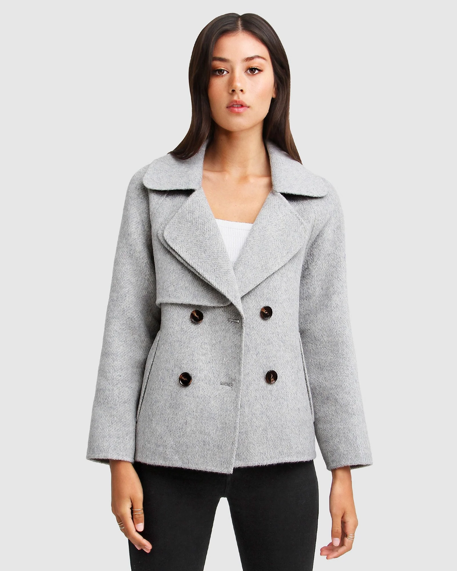 Image of I'm Yours Wool Blend Peacoat - Grey