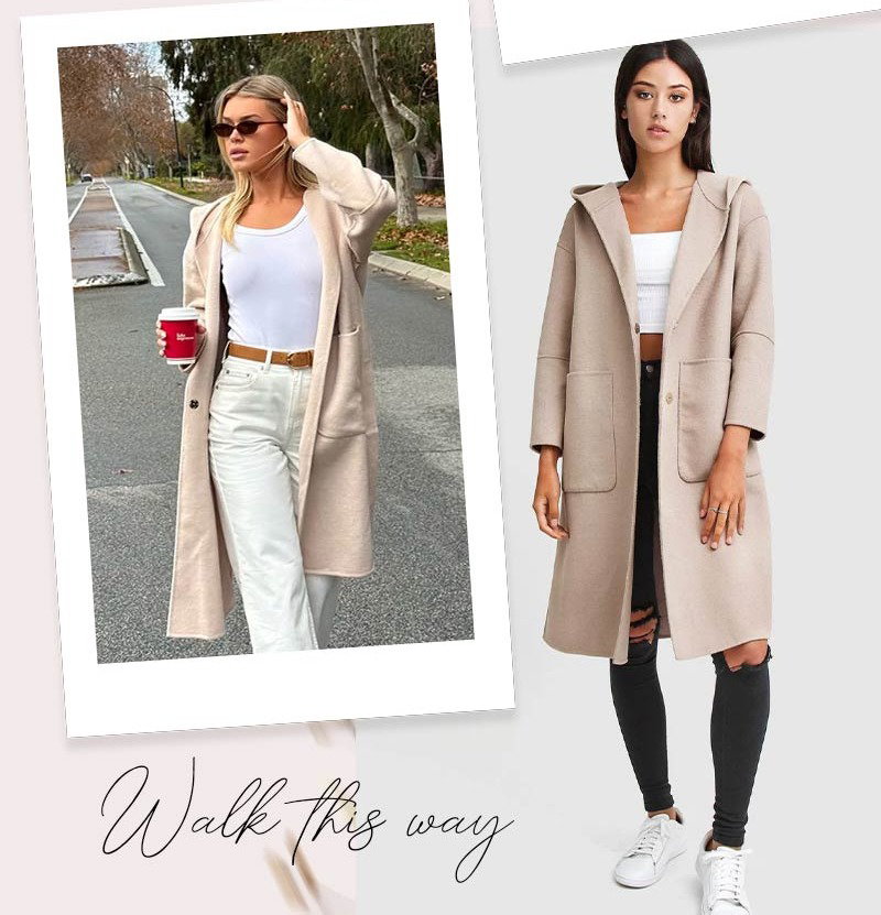 Walk This Way Wool Blend Oversized Coat - Sand