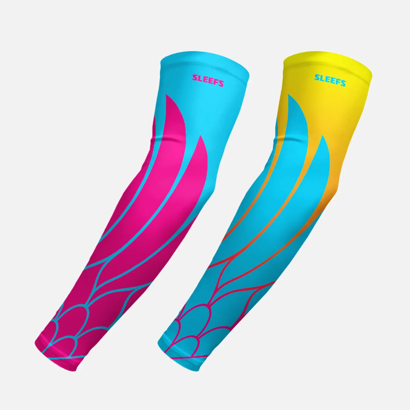 Image of Neon Wings Blue and Yellow Arm Sleeves Pair