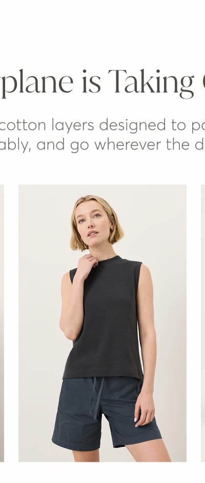 Organic Airplane Mock Neck Shell