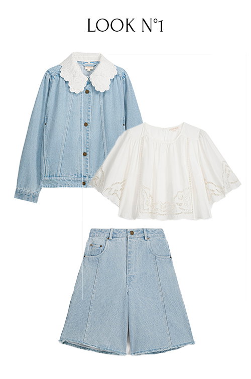 Haneai jacket, sidonie bermuda, louvia blouse
