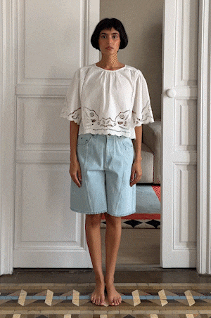 Haneai jacket, sidonie bermuda, louvia blouse