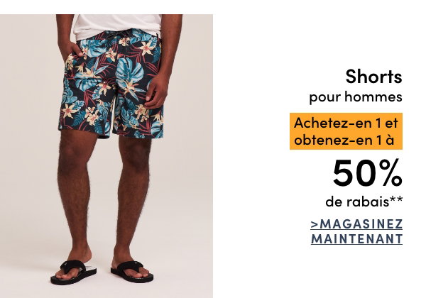Shorts pour hommes achetez-en 1 et obtenez-en 1 à 50% de rabais*
