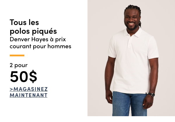 Tous les polos piqués Denver Hayes à prix courant pour hommes 2 pour 50$
