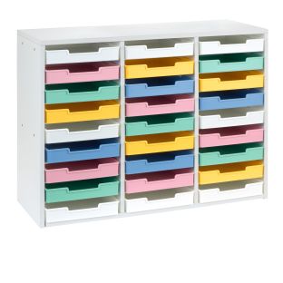 Image of Really Good Stuff® White 27-Slot Mail Center With Bold Vibes Trays
