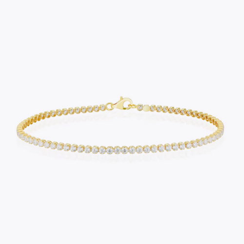 Sterling Silver 18ct Yellow Gold Plated Cubic Zirconia Tennis Bracelet