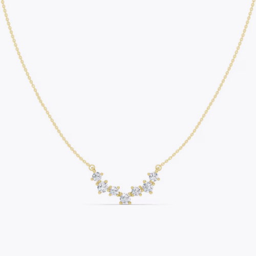 mila green Sterling Silver 18ct Gold Vermeil Plated 0.28ct Lab-Grown Diamond Curved Arc Pendant Necklace