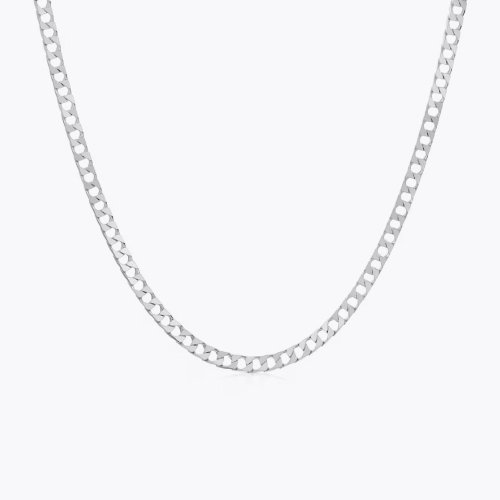 Sterling Silver Men's Flat Curb Chain Necklace