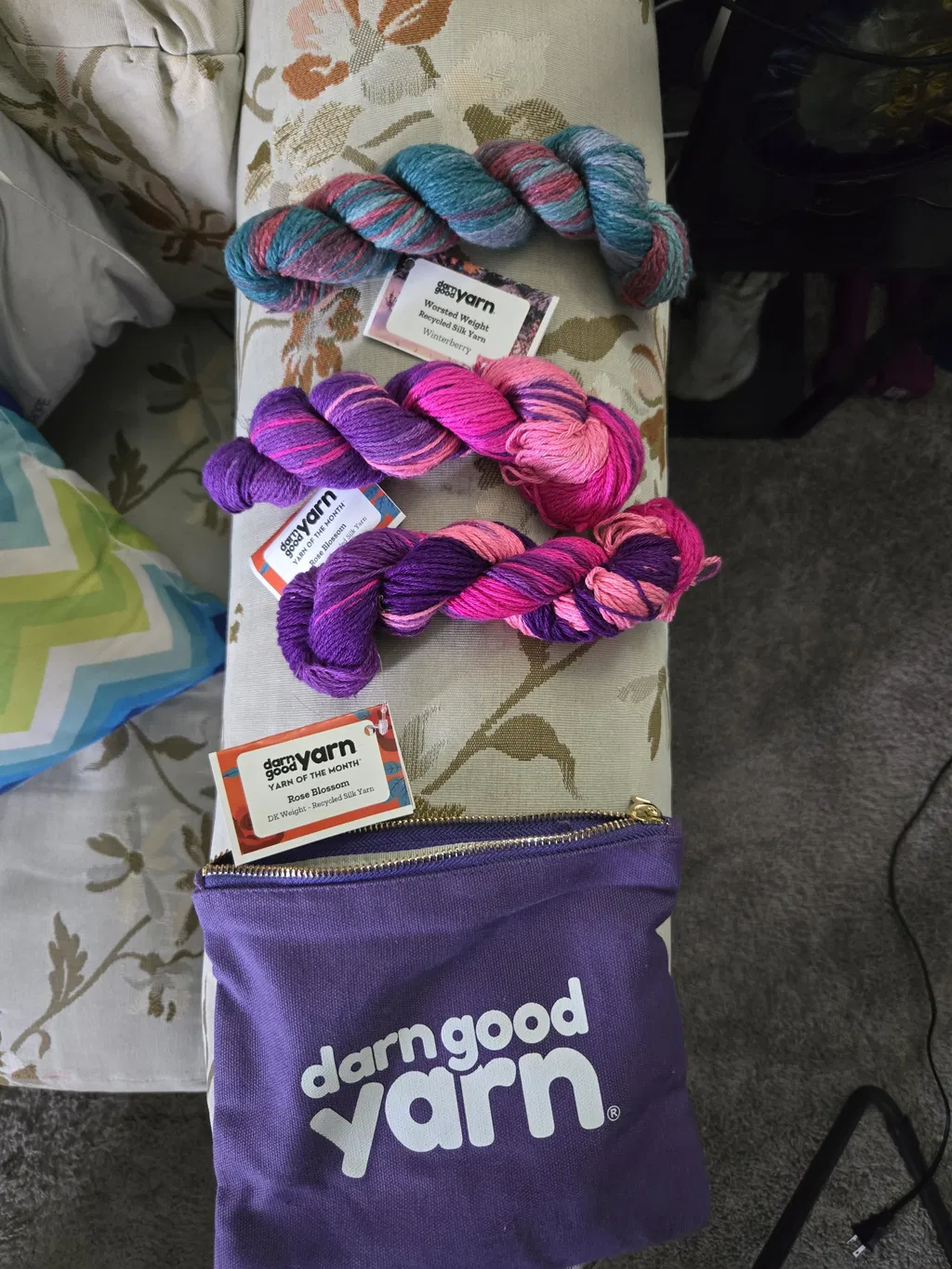 Customer photo of recycled sari silk yarn from a mystery box