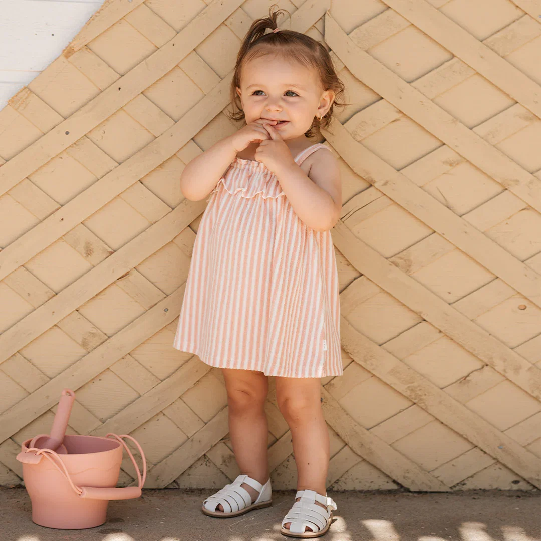 Image of Light Pink Striped Sleeveless Dress Set