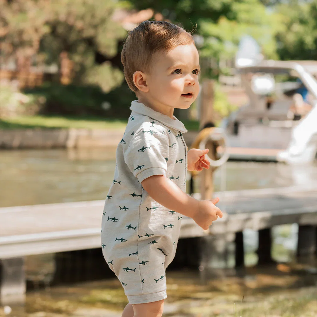 Image of Sharks Print on Lunar Rock Romper