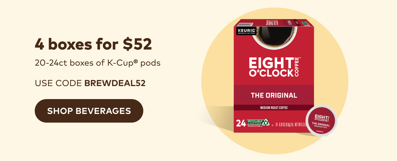 4 boxes of 20-24ct K-Cup® pods for $52 with code BREWDEAL52