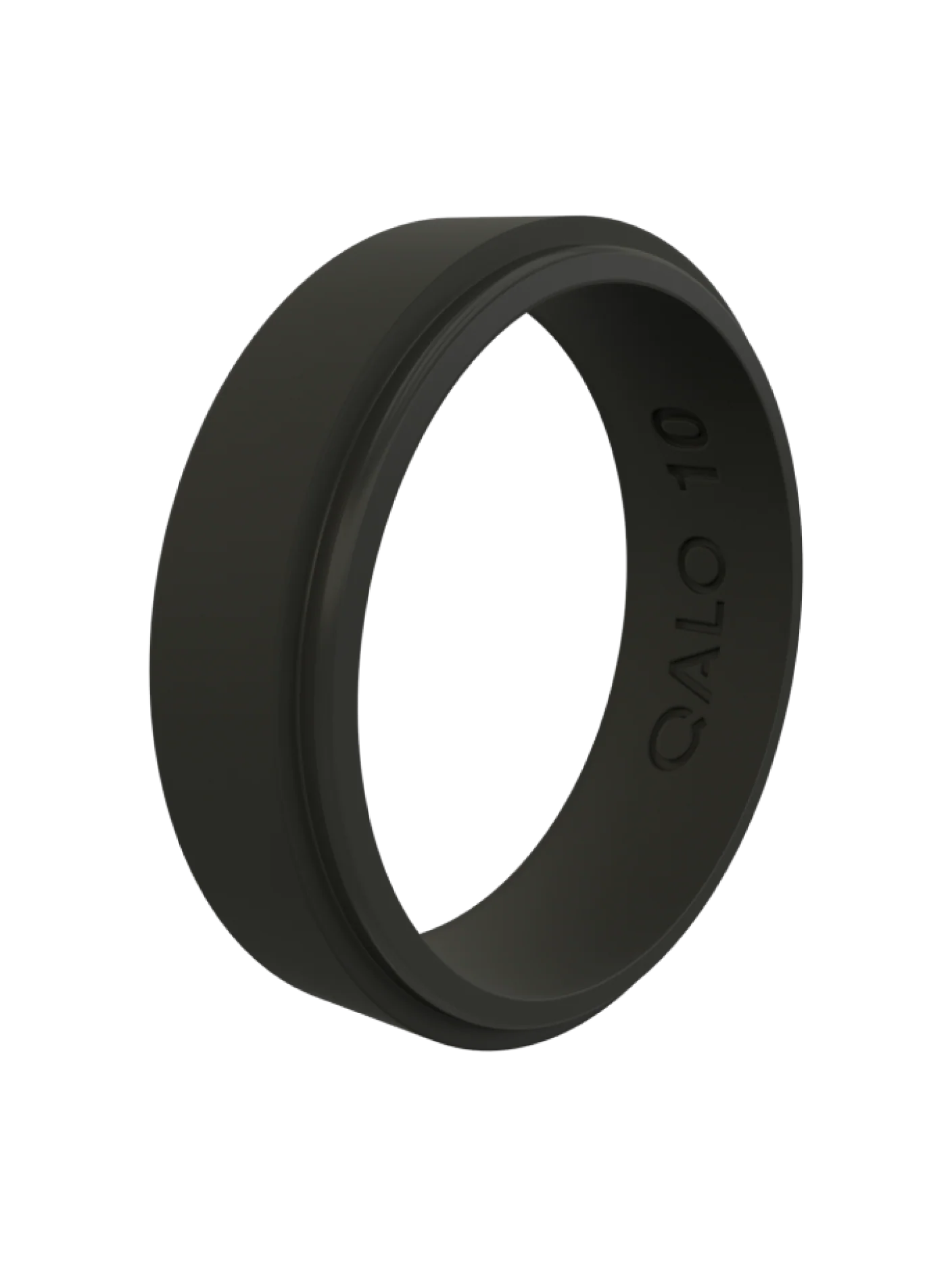 Image of Men's Narrow Polished Step Edge Silicone Ring