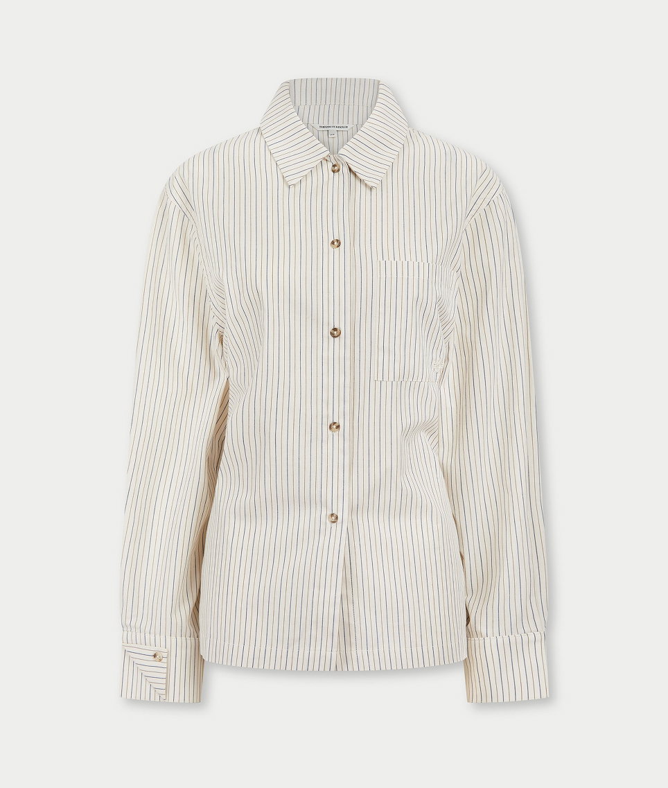 STRIPE TIE BACK EMBLEM SHIRT