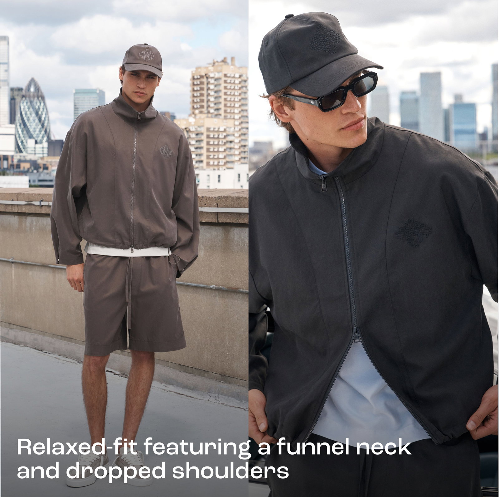 CUPRO FUNNEL NECK ZIP THROUGH