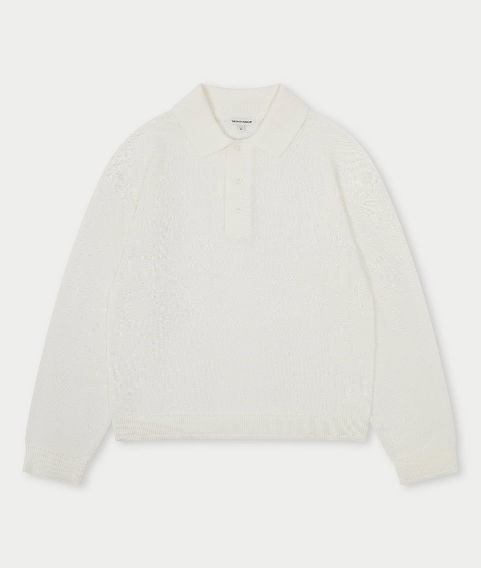 FINE GAUGE KNITTED LONG SLEEVE POLO