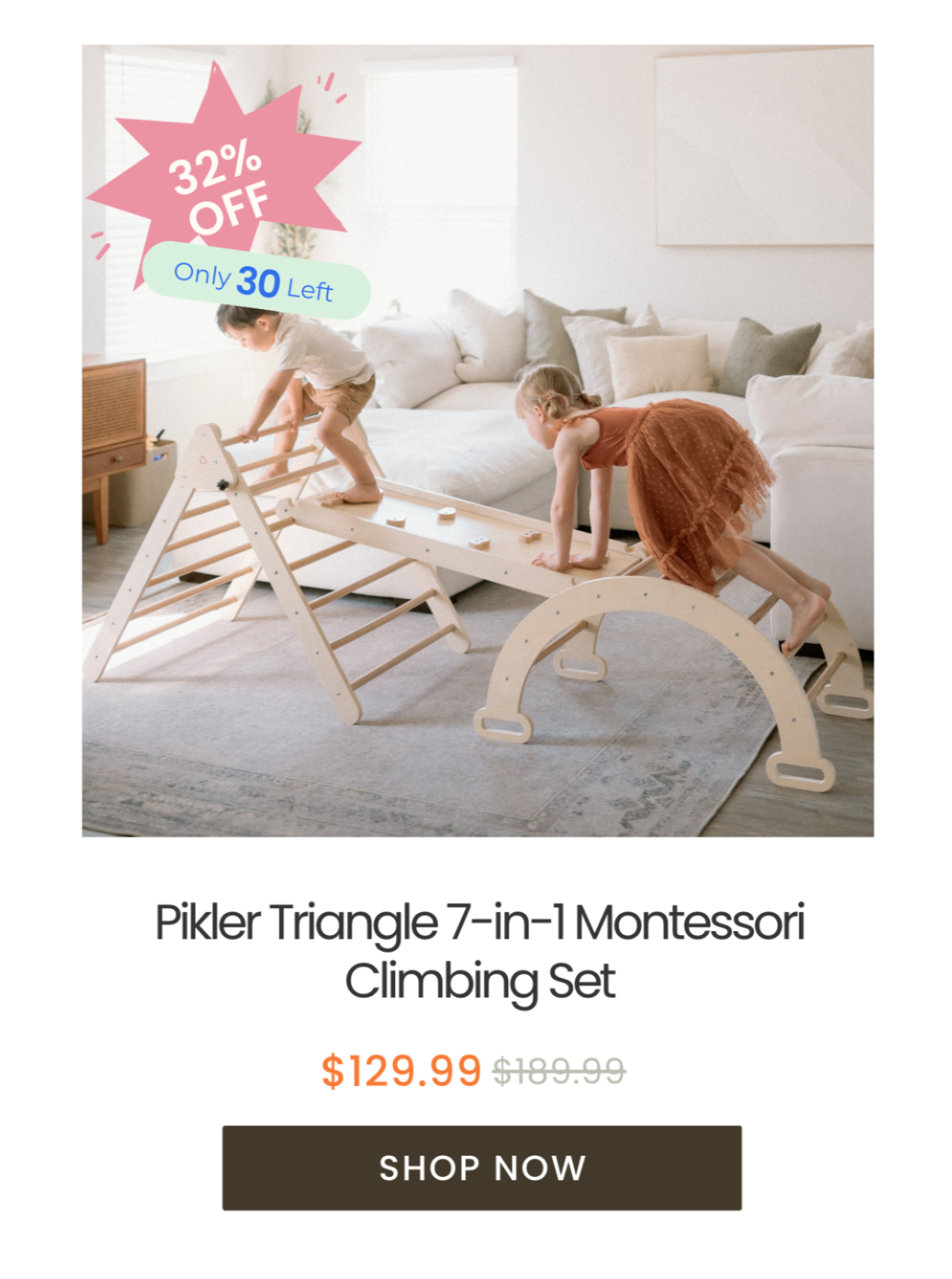 Tiny Land® Pikler Triangle 7-in-1 Montessori Climbing Set
