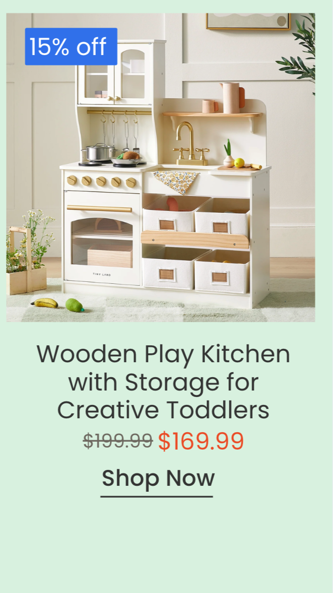 Tiny Land® Wooden Play Kitchen with Storage for Creative Toddlers