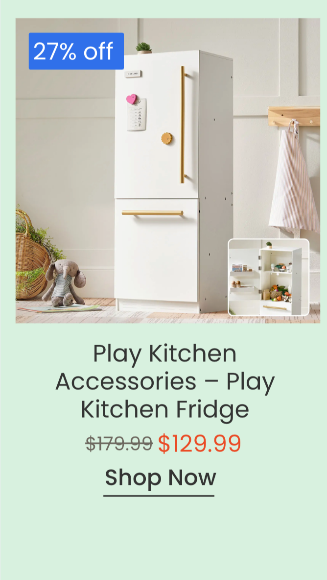 Tiny Land® Play Kitchen Accessories – Play Kitchen Fridge: Wooden Cabinet Refrigerator for Kids