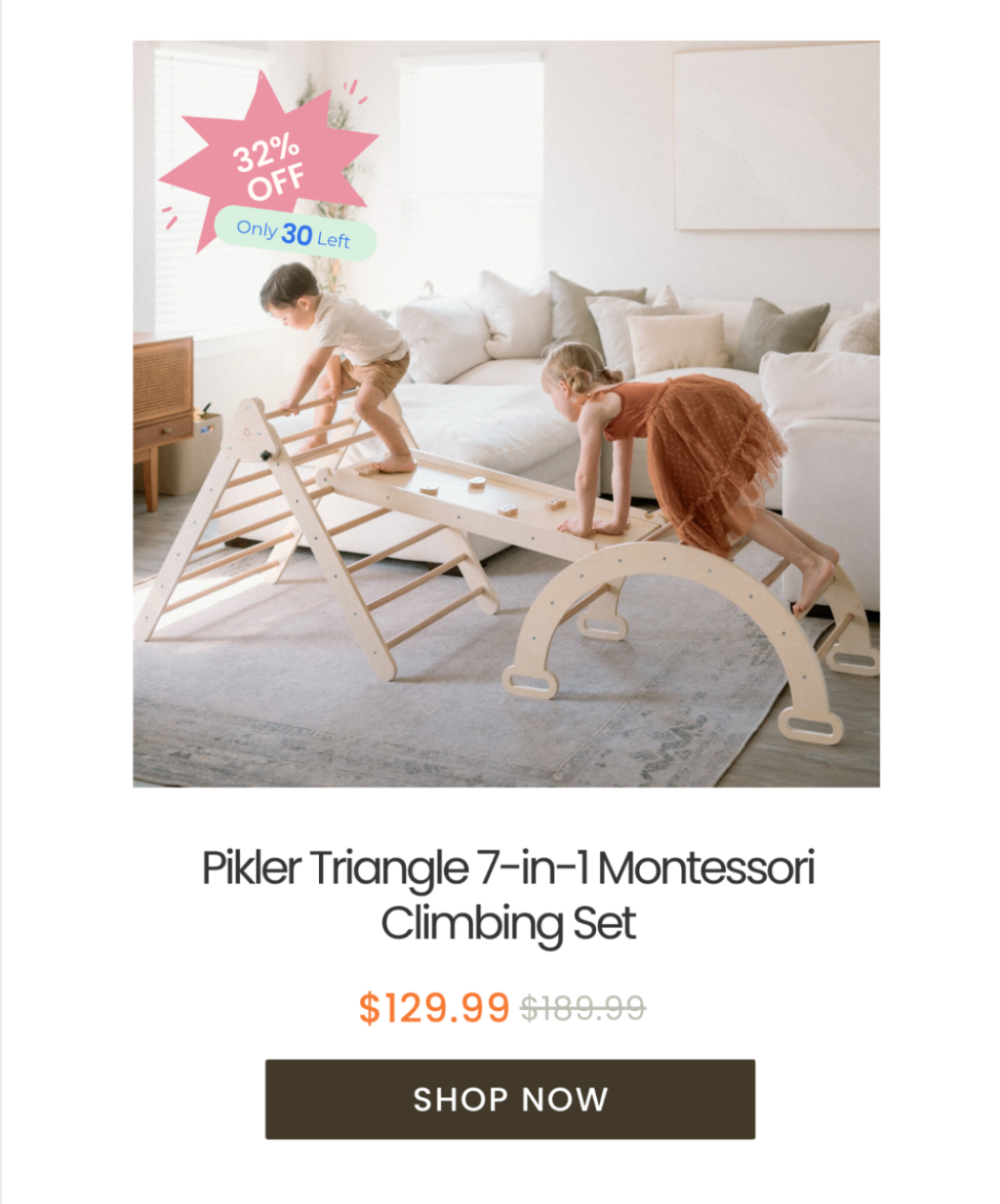 Tiny Land® Pikler Triangle 7-in-1 Montessori Climbing Set