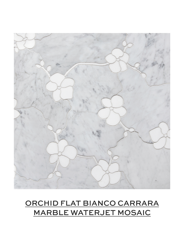 Artistic Tile | Orchid Flat Bianco Carrara Marble Mosaic