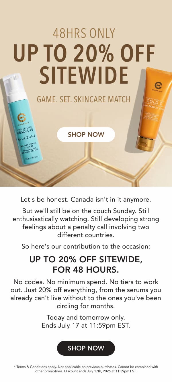 Up to 20% off sitewide on elizabethgrant.com