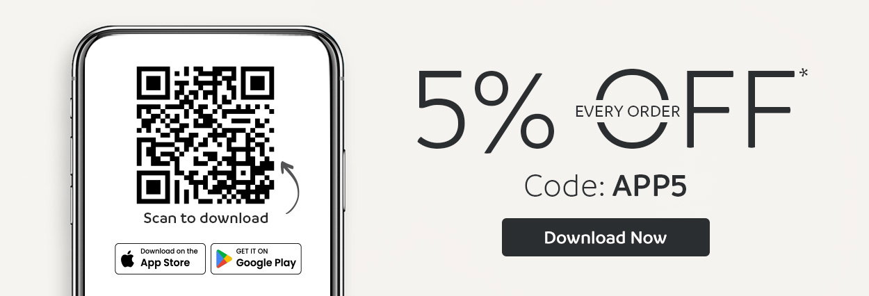 5% OFF every order | Code: APP5 | Download Now