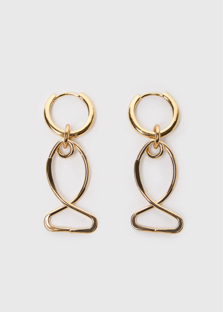 Gold Fish Outline Hoop Earring