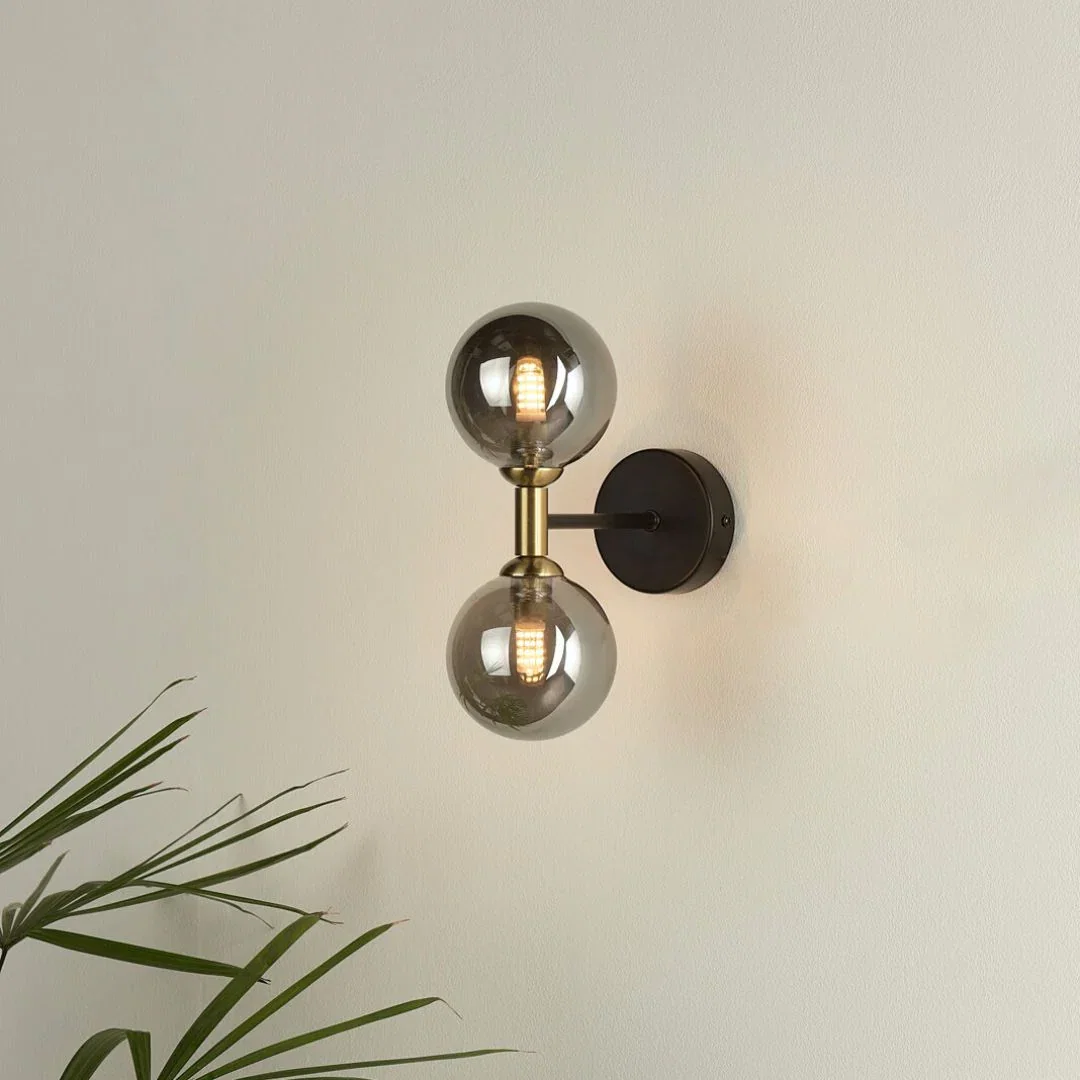 Image of Loxley 2 Black & Gold Wall Light
