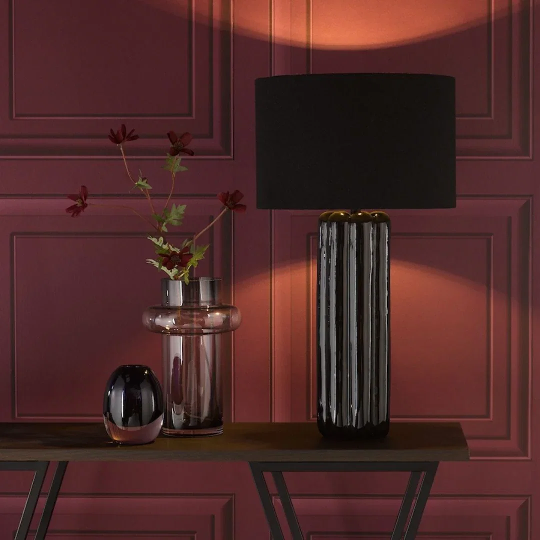 Image of Hebron Black Ceramic Table Lamp
