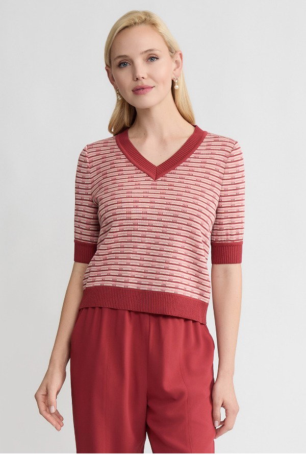 Striped Ribbed Hem Top