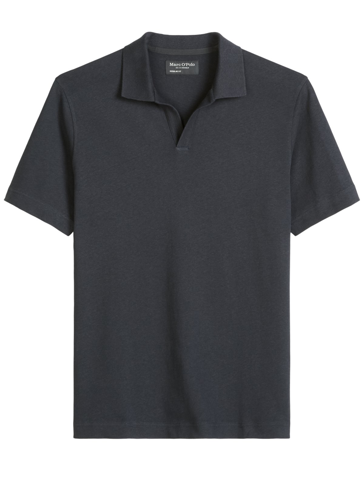 Strick-Poloshirt aus Baumwolle und Leinen mit Variokragen, Regular Fit
