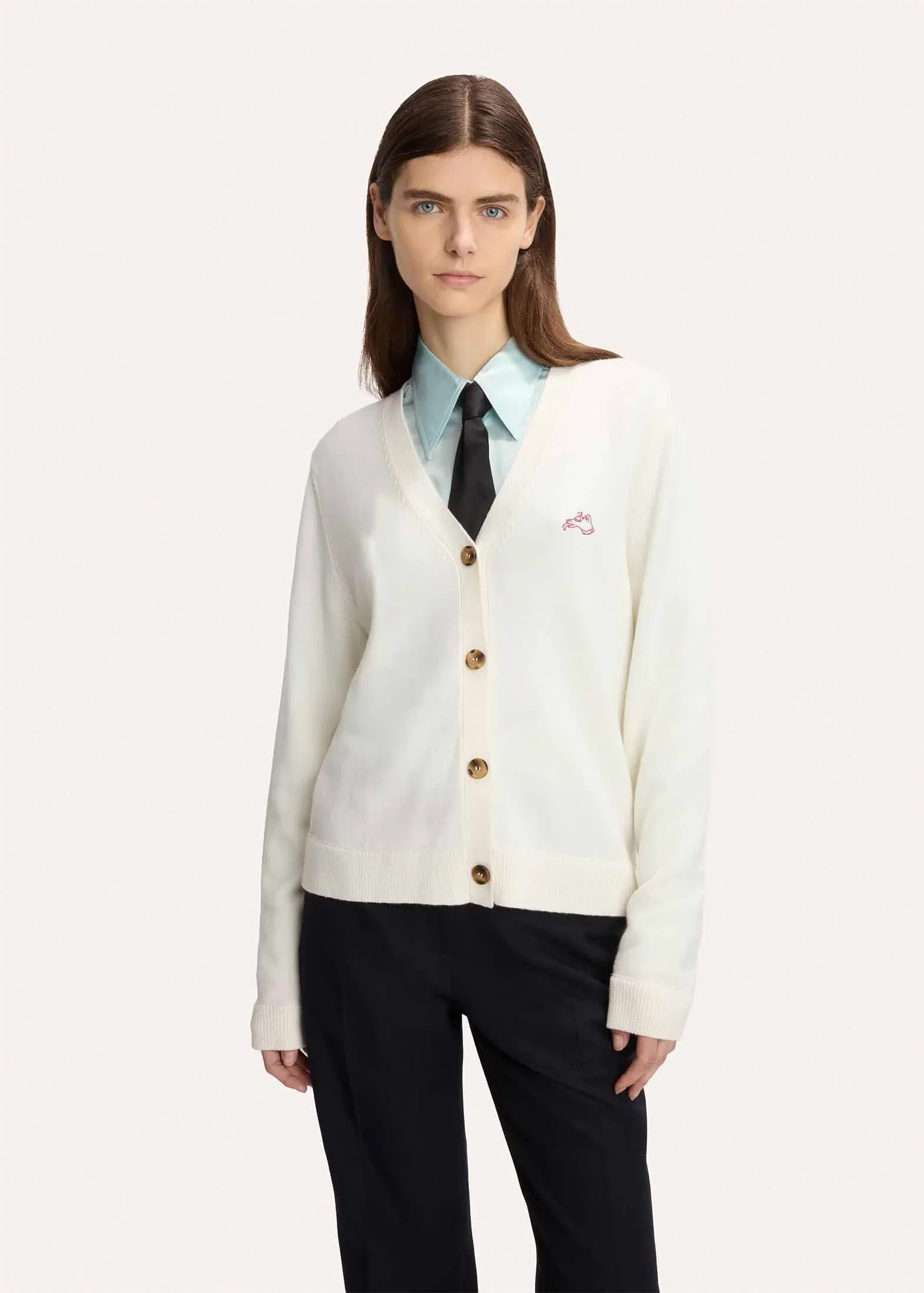 Image of Lucian Dog Embroidered Merino Cardigan