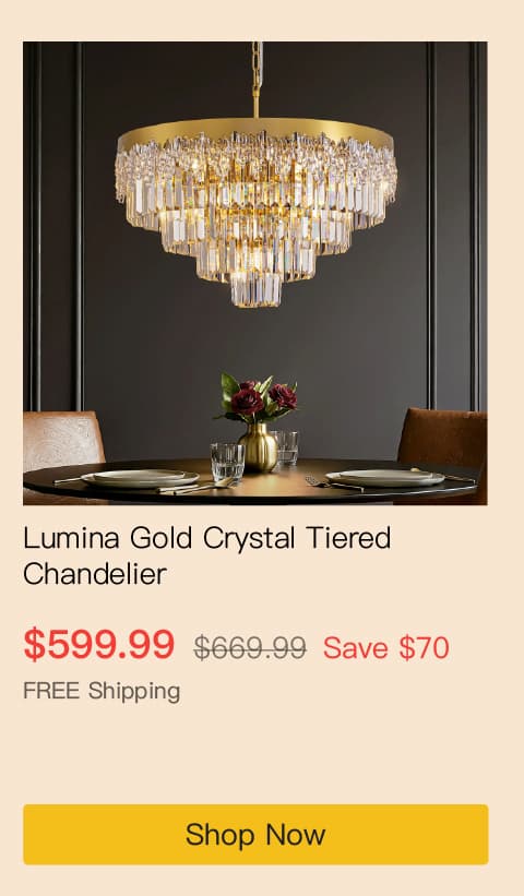 Lumina Gold Crystal Tiered Chandelier