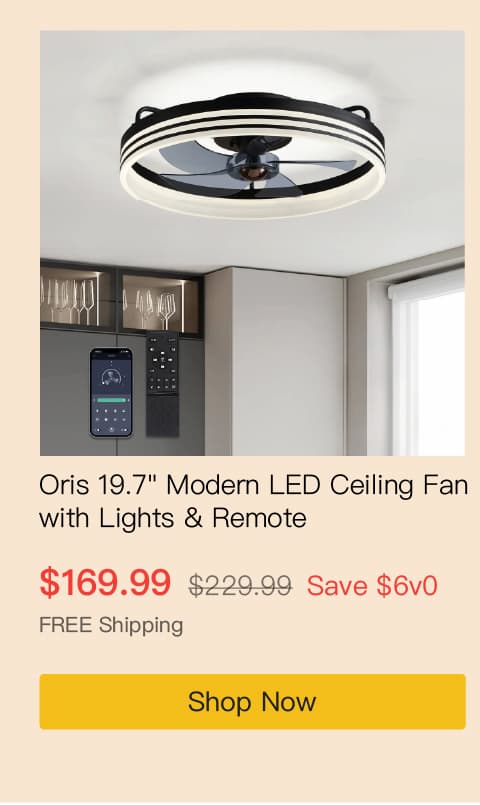 Oris 19.7" Modern LED Ceiling Fan with Lights & Remote