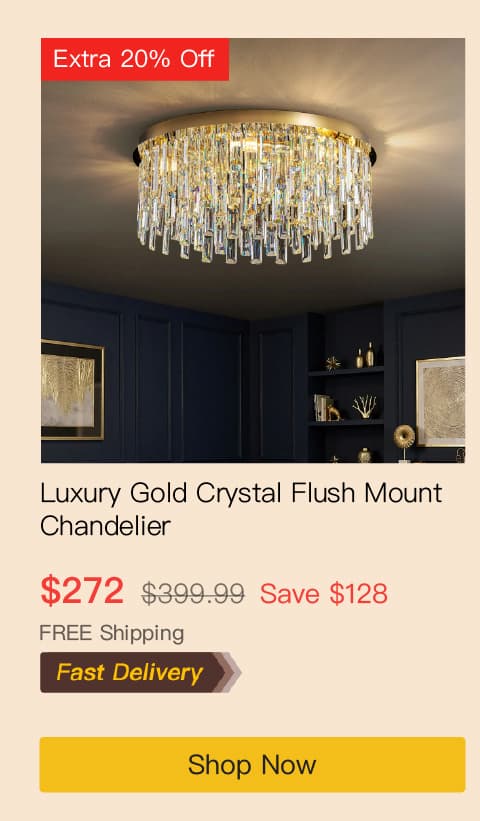 Luxury Gold Crystal Flush Mount Chandelier