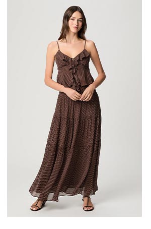 Indiah Cami and Somi Skirt in Mahogany Ecru.