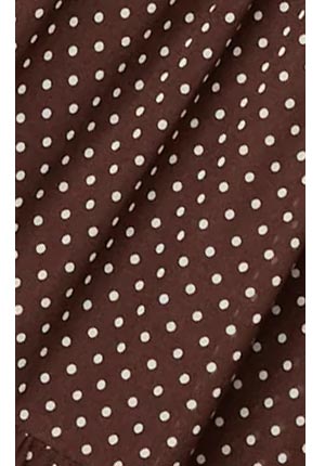 Close-up of polka dot print Mahogany Ecru.