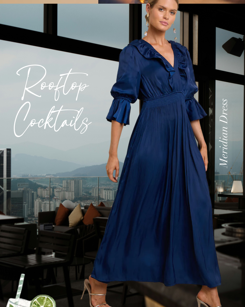 Rooftop Cocktails. Meridian Dress
