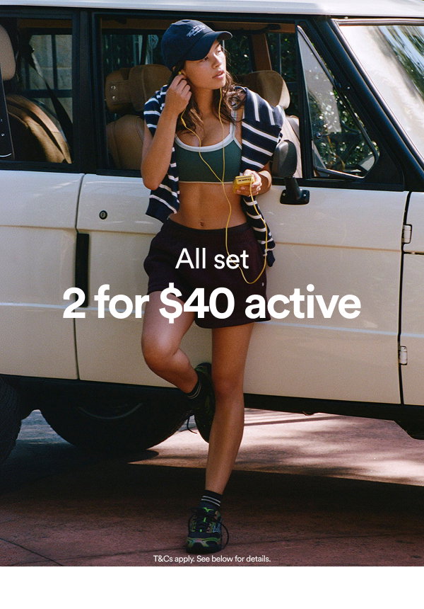 All set 2 for $40 active wear promotion