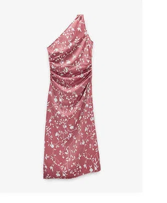 Asymmetric dress with floral printed