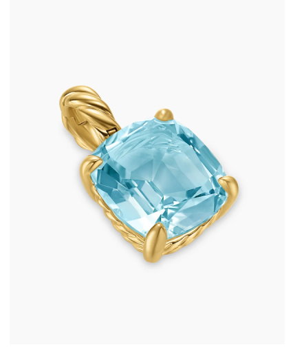 Marbella Pendant18K Yellow Gold with Sky Blue Topaz, 12mm