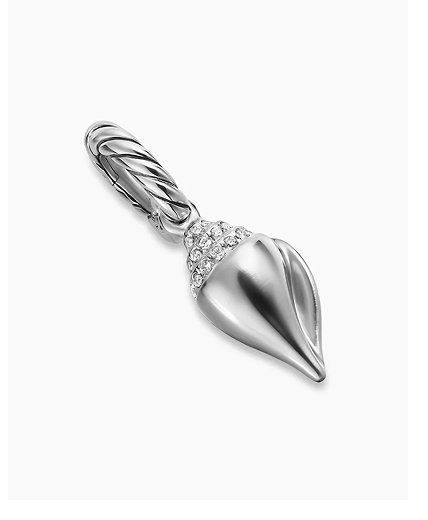 Petite Pavé Shell AmuletSterling Silver with Diamonds, 15mm