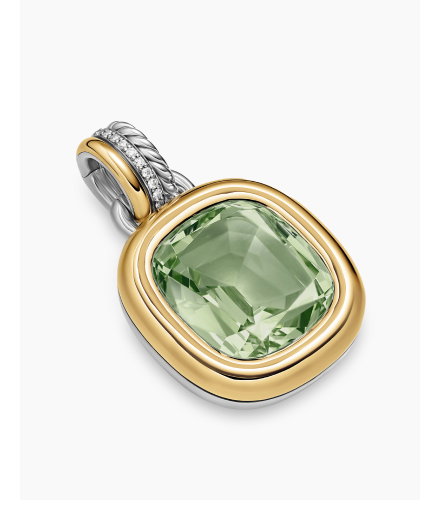 DY Mercer® Color AmuletSterling Silver with 18K Yellow Gold, Prasiolite and Diamonds, 17mm